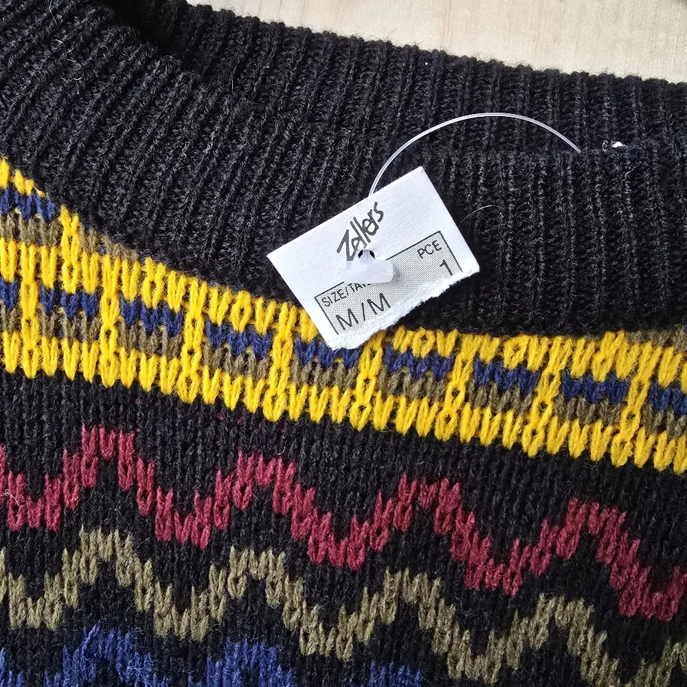 Vintage Fine Line Zellers 90s Muticolored Crewneck Acrylic Sweater Boys Medium - Picture 4 of 8